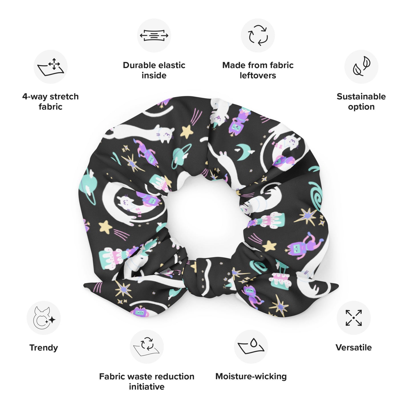 Kawaii Space Pattern Recycled Scrunchie One Size