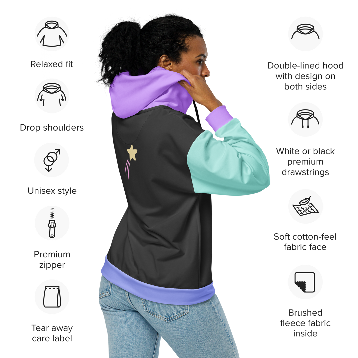 Kawaii Space Program Frillability Collection Unisex zip hoodie 2XS-6XL