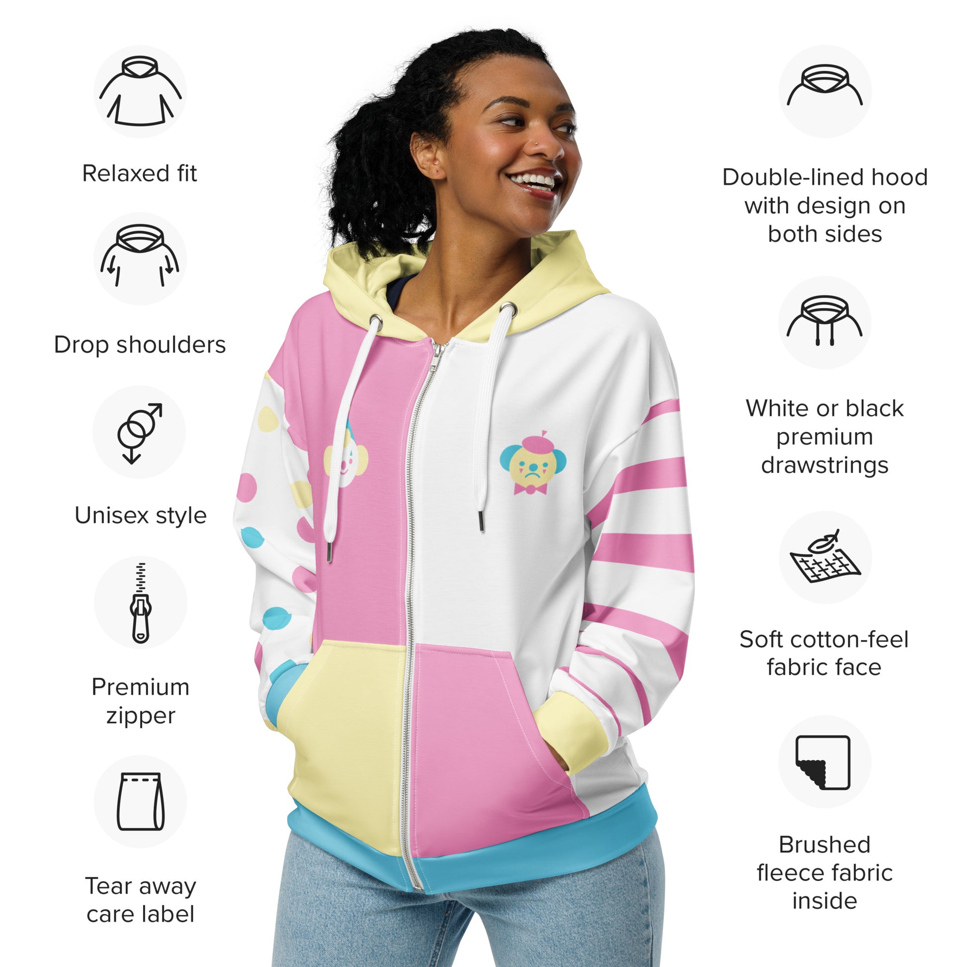Pastel Clown vs Mime Candy Colors Unisex zip hoodie – Noodlecat Studio