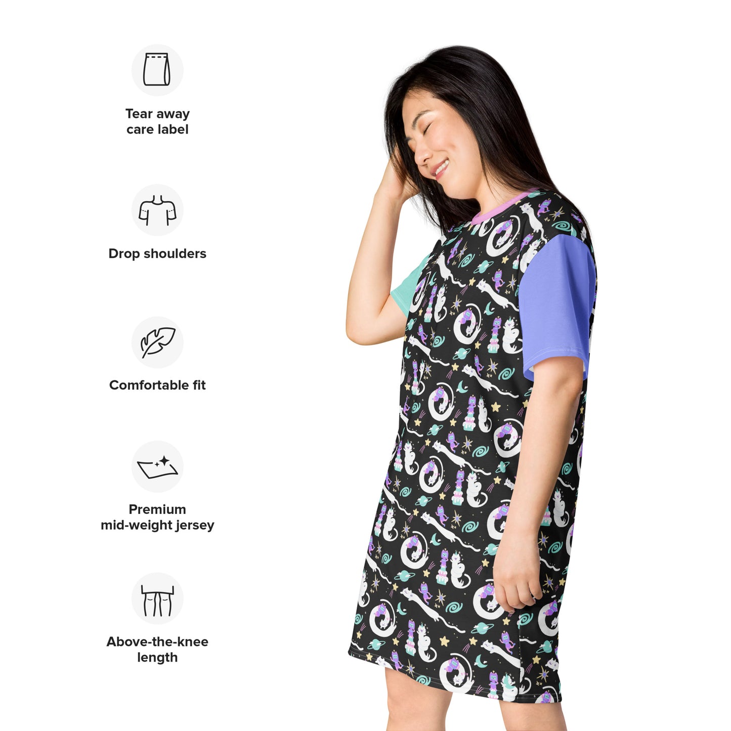 Friends in Space Frillability Collection T-shirt dress 2XS-6XL