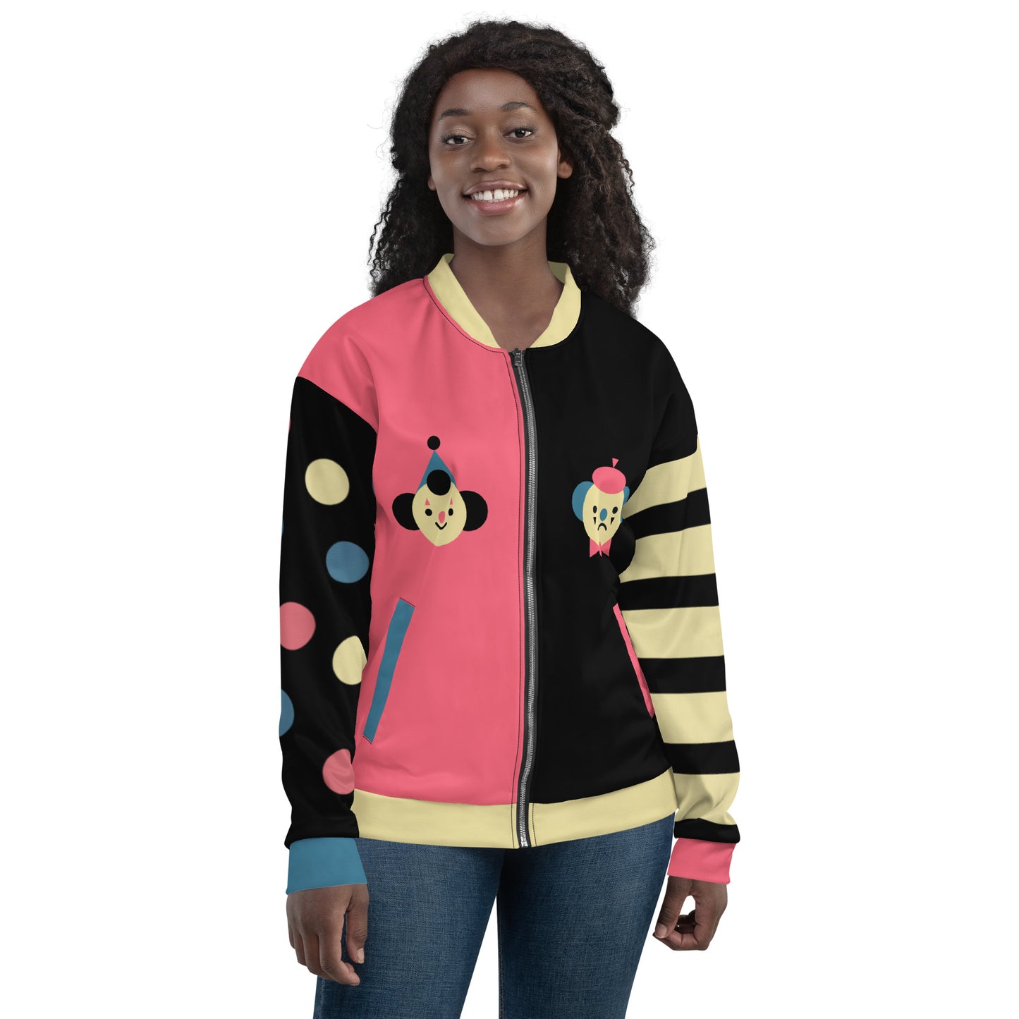 Palhaço vs Mime Clowncore Primário Colorblock Vintage Colorway Jaqueta Bomber Unissex XS-3XL