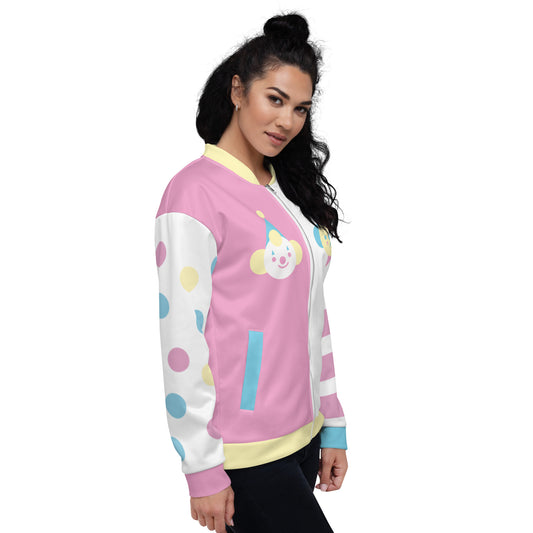 Palhaço vs Mime Clowncore Pastel Colorblock Candy Colorway Jaqueta bomber unissex XS - 3XL