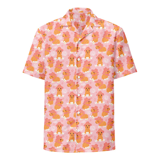 Pink Cowgirl Capybara Yeehaw Howdy Unisex button shirt 2XS - 6XL