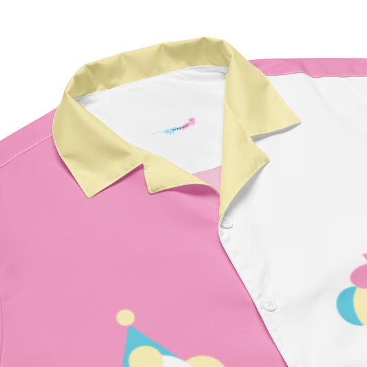 Clown vs Mime Clowncore Pastel Colorblock Candy Colorway Unisex button shirt