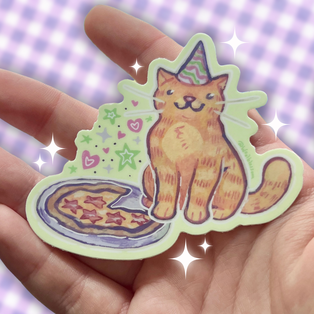 Pizza Party Kitty ~ Sticker