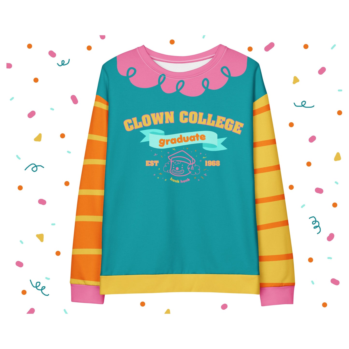 Clown College Graduate Cute Clowncore Retro Color Unissex Moletom