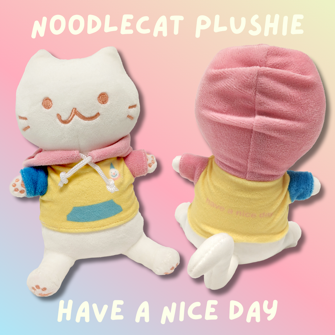✨PRÉ-ENCOMENDA✨Noodlecat Plushie com capuz removível - em estoque em abril de 2024