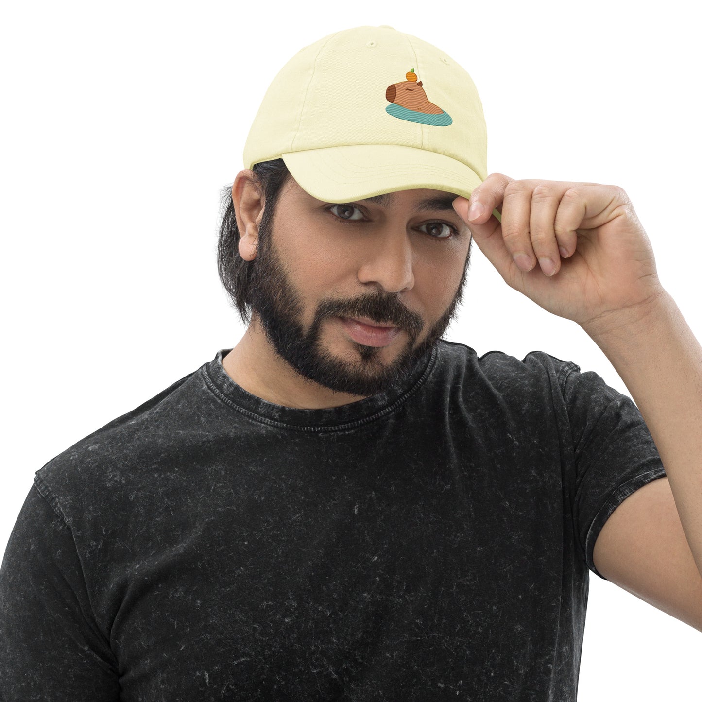 Happy Cappy Cap Cute Capybara Embroidered Pastel baseball hat