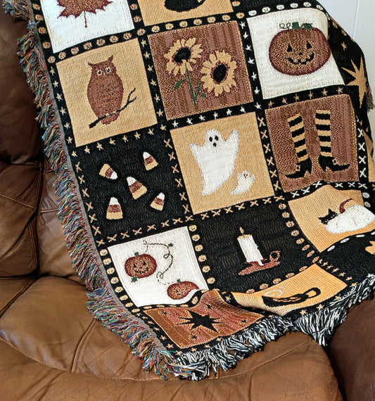 90's Halloween Nostalgic Woven Blanket | Perfect Fall Blanket