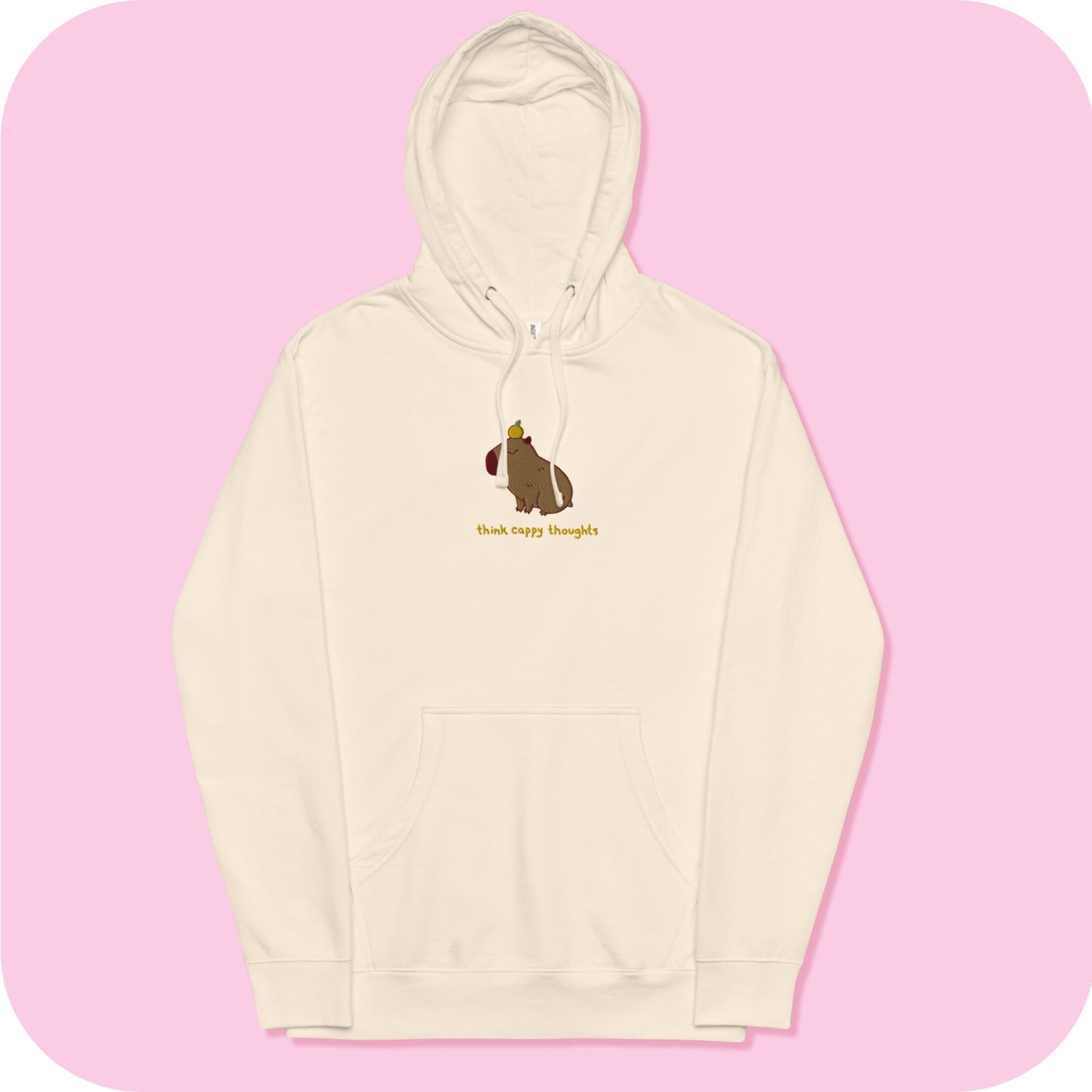 Cute Capybara Embroidered Think Cappy Thoughts Unisex midweight hoodie S -2XL