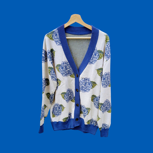 Blue Hydrangea Knit Cardigan 2XS - 3XL