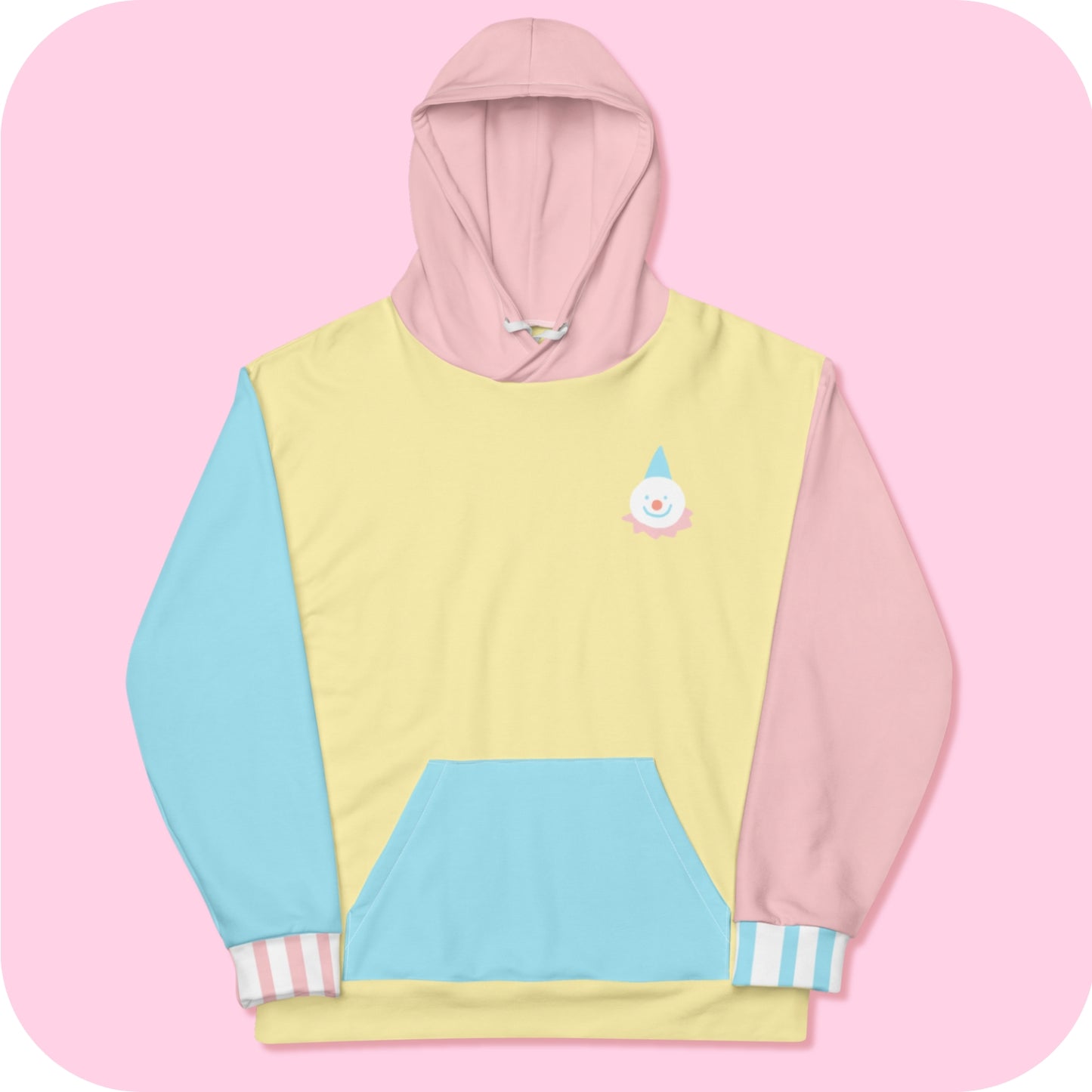 Pastel Colorblock Clown Hoodie - Have a Nice Day Clowncore Unisex Hoodie 2XS-6XL