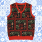 Grandma's Cross-Stitch Portuguese Inspired Mais Fica Knit V-neck Vest 3XS - 3XL