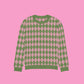 Pink and Green Diamond Knitted crew neck sweater 3XS - 3XL