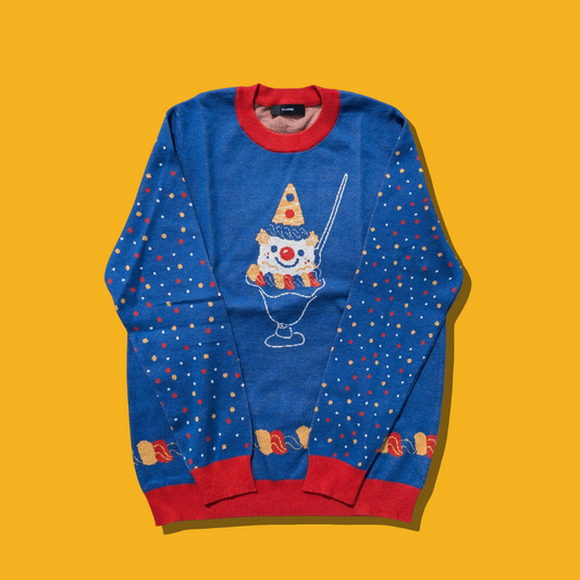 Ice Cream Clown (with sprinkle sleeves) Knitted crew neck sweater 3XS - 3XL