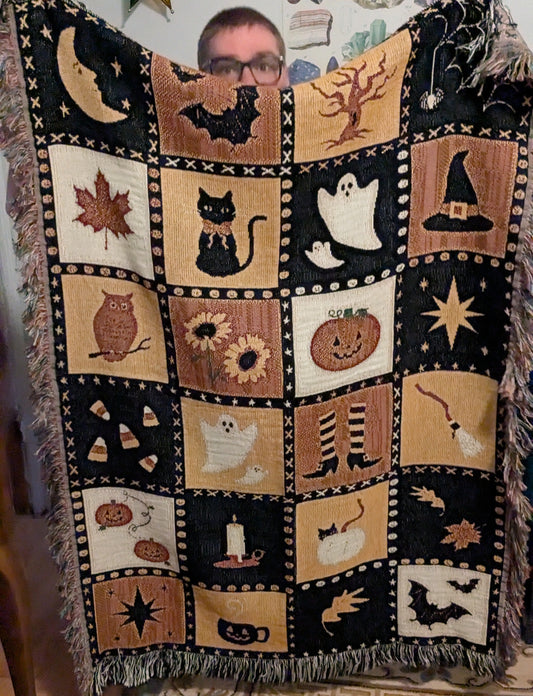 90's Halloween Nostalgic Woven Blanket