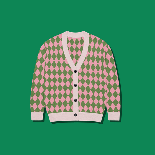 Popular Pink and Green Knitted Cardigan 2XS - 3XL