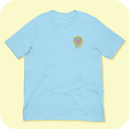 Fazendo o meu melhor camiseta unissex com emblema bordado S -4XL