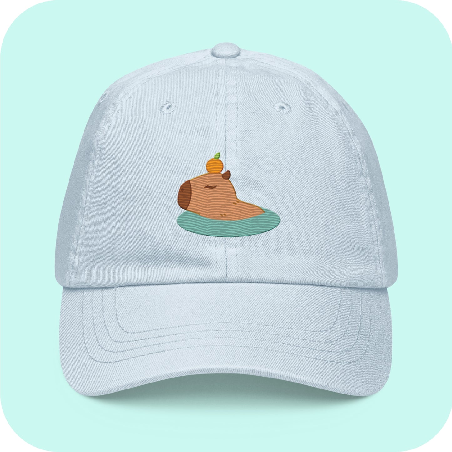 Happy Cappy Cap Cute Capybara Embroidered Pastel baseball hat