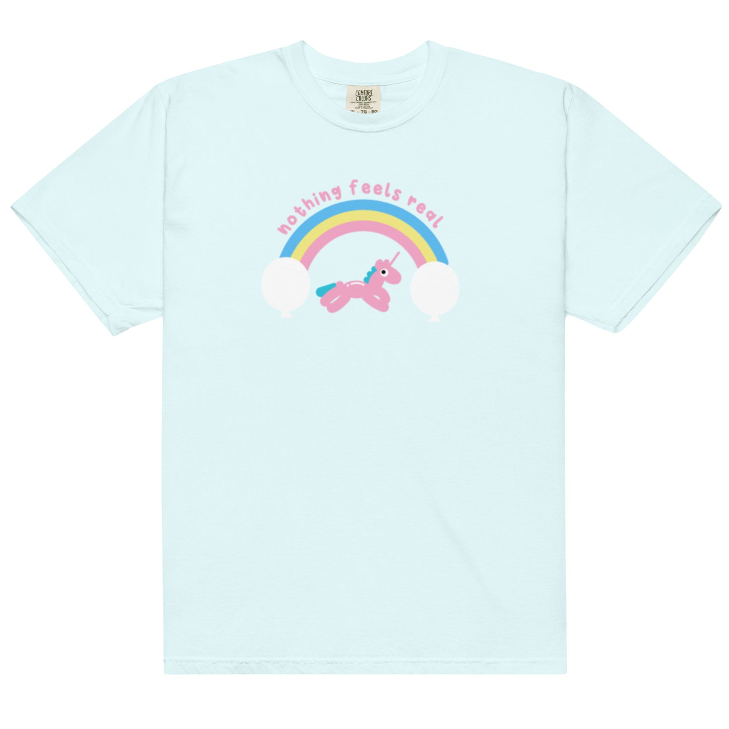 Nothing Feels Real Existential Crisis Unicorn Balloon Animal S-4XL Unisex Comfort Colors T-Shirt