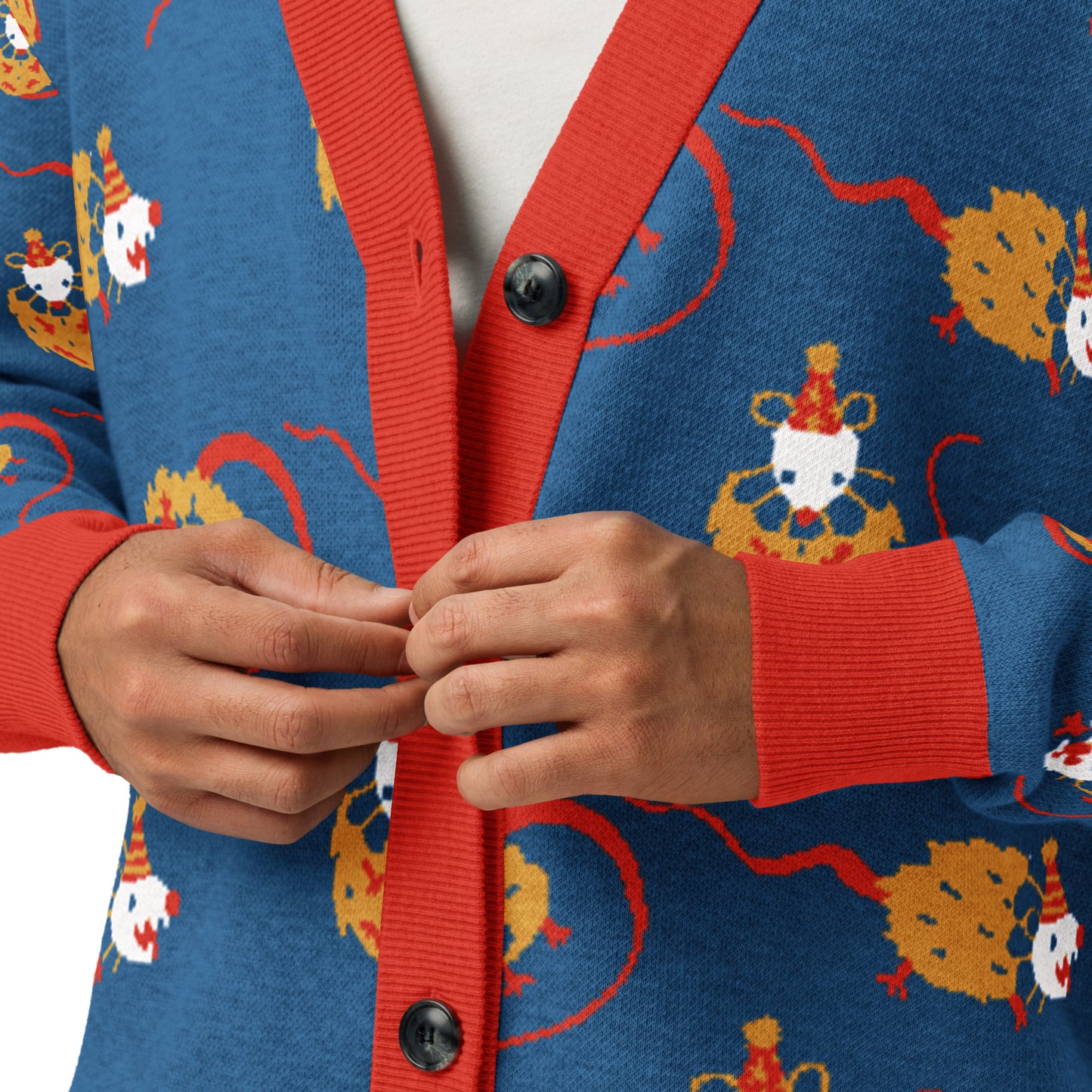 Clown Opossum Knitted Clowncore Cardigan | Kidcore Clothing