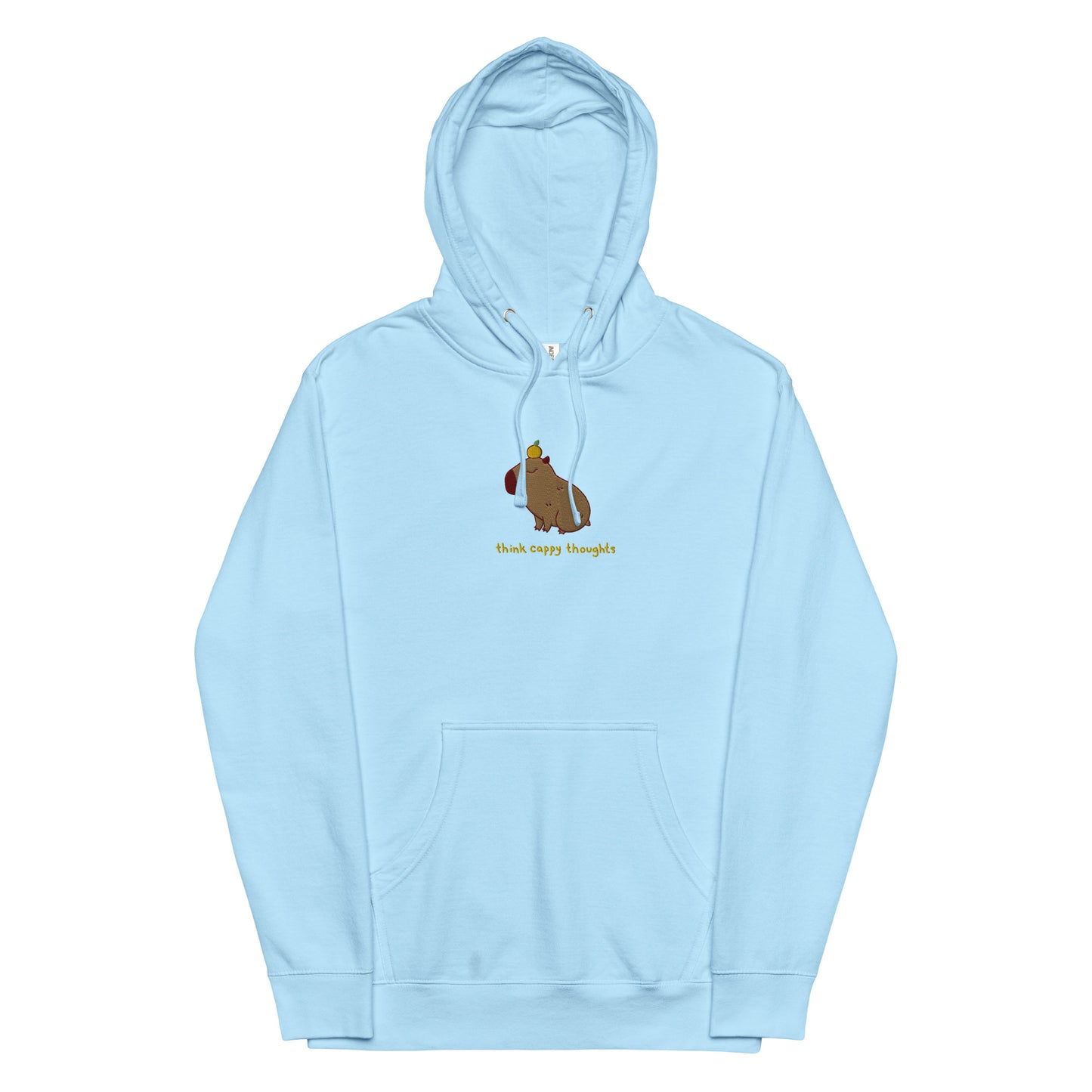 Cute Capybara Embroidered Think Cappy Thoughts Unisex midweight hoodie S -2XL