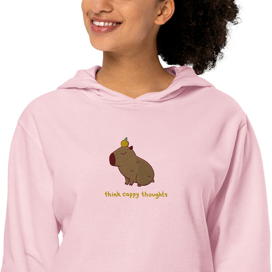 Cute Capybara Embroidered Think Cappy Thoughts Unisex midweight hoodie S -2XL