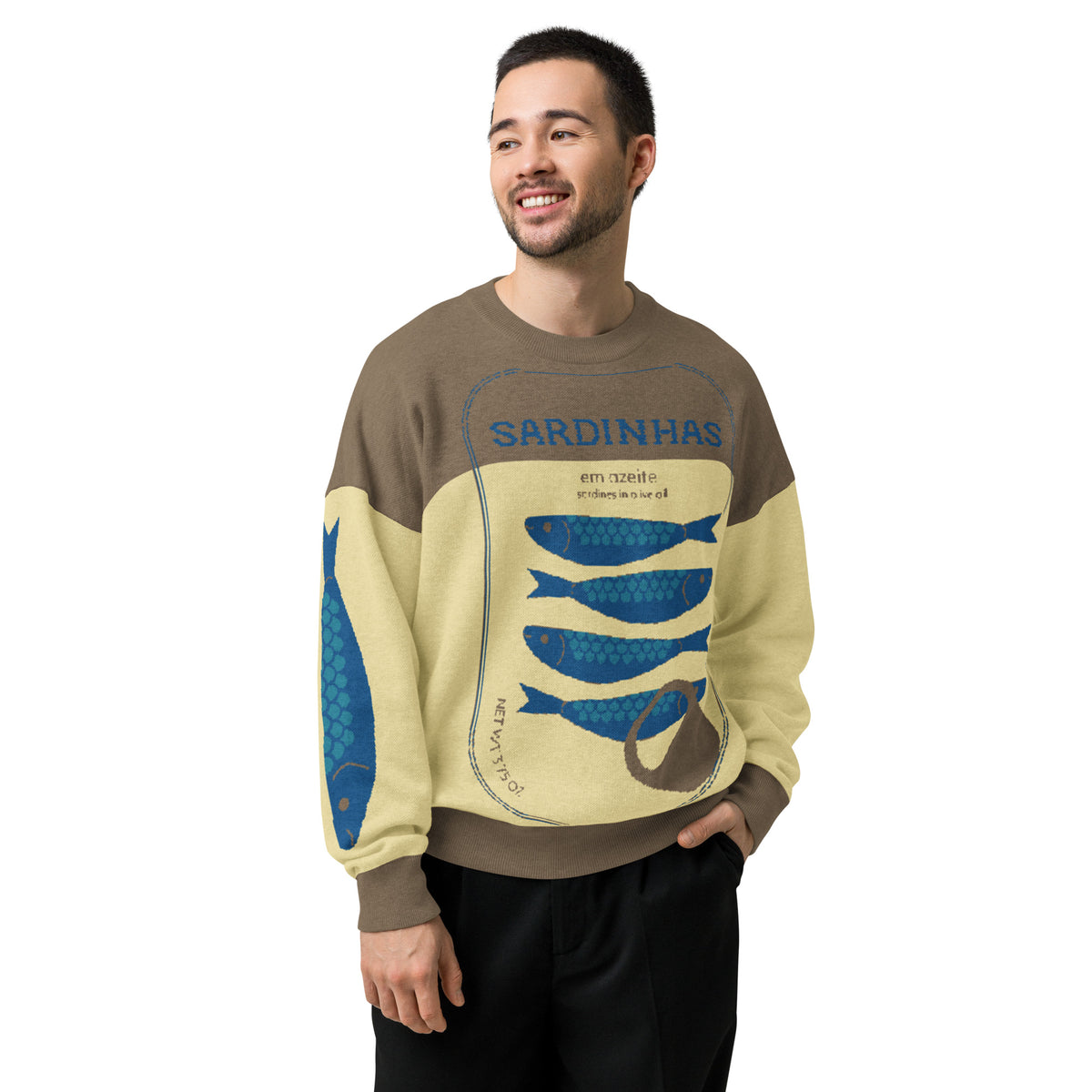 Sardine Sweater Relaxed fit knitted crew neck sweater | Unique Sweater