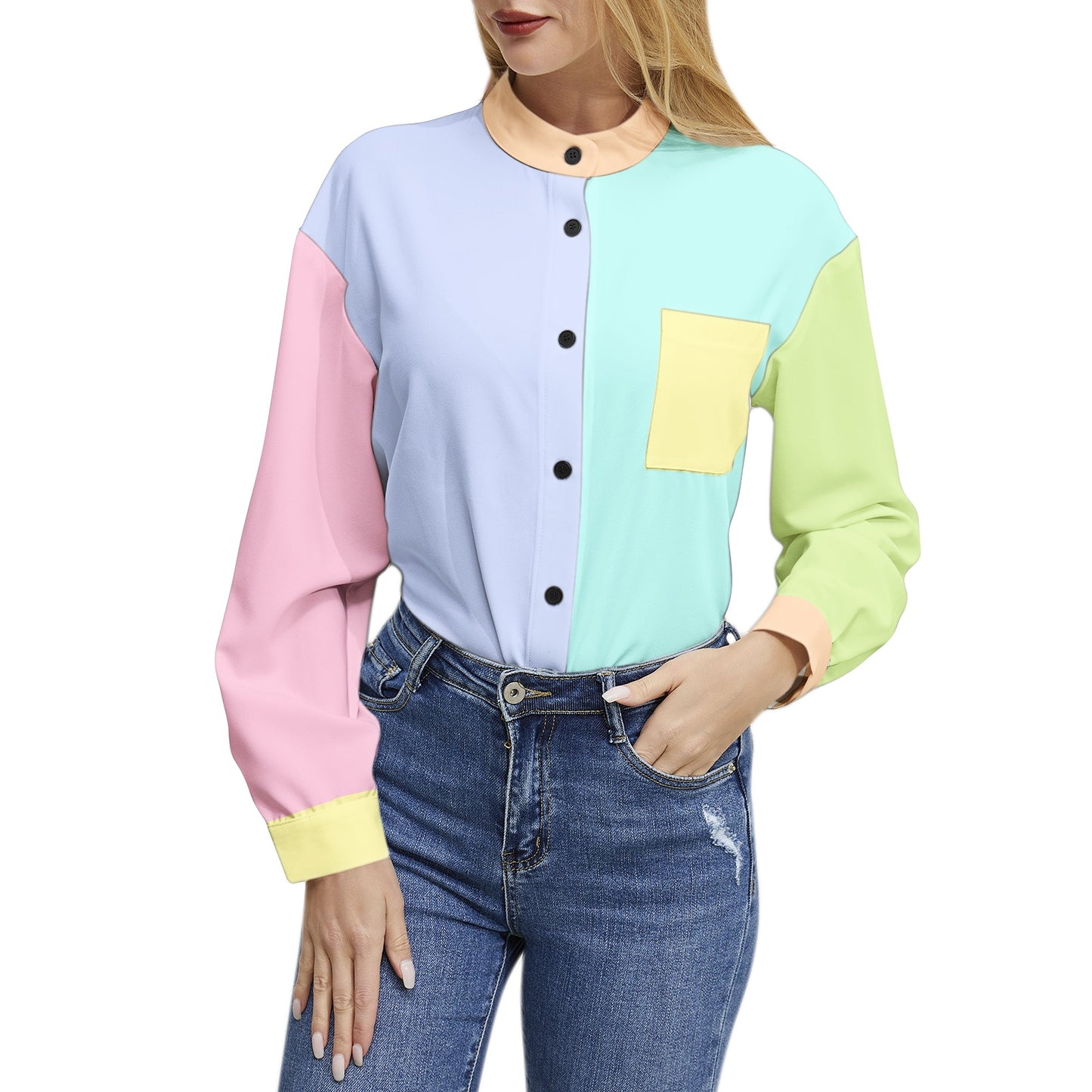 pastel color block shirt