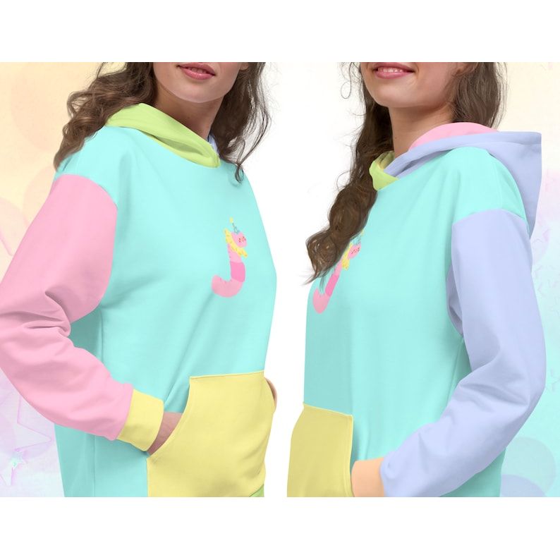 Clown Worm Pastel Colorblock Unisex Hoodie 2XS - 6XL