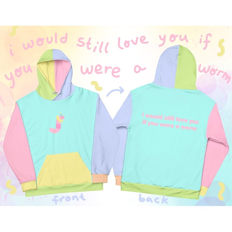 Clown Worm Pastel Colorblock Unisex Hoodie 2XS - 6XL