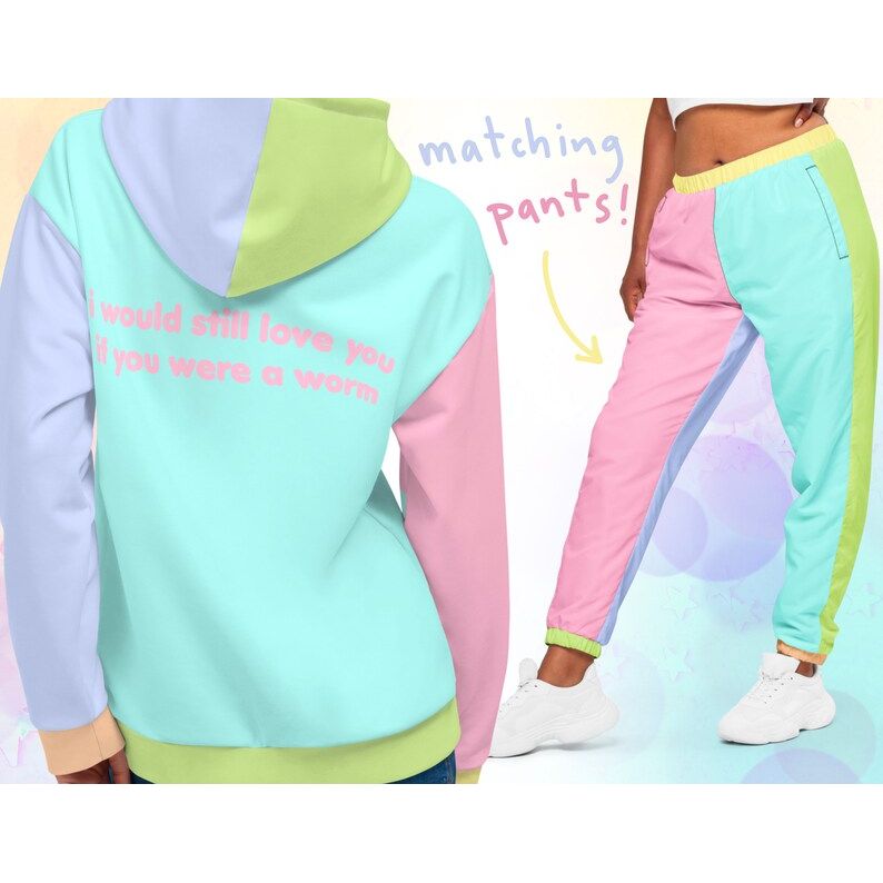 Clown Worm Pastel Colorblock Unisex Hoodie 2XS - 6XL
