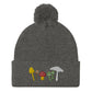 Mushroom Squad Embroidered Pom-Pom Beanie
