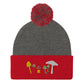 Mushroom Squad Embroidered Pom-Pom Beanie