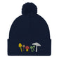 Mushroom Squad Embroidered Pom-Pom Beanie