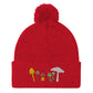 Mushroom Squad Embroidered Pom-Pom Beanie