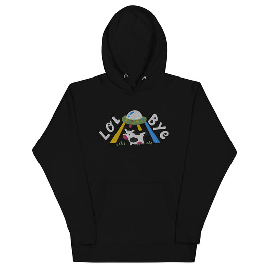 UFO Cow Alien Abduction Embroidered Unisex Hoodie S - 3XL