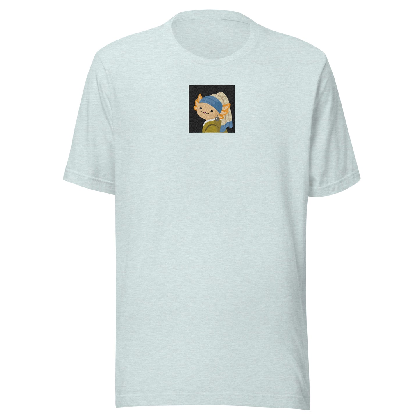 Girl with a Pearl Earring Except it's an Axolotl Embroidered Art Meme Unisex t-shirt XS - 5XL