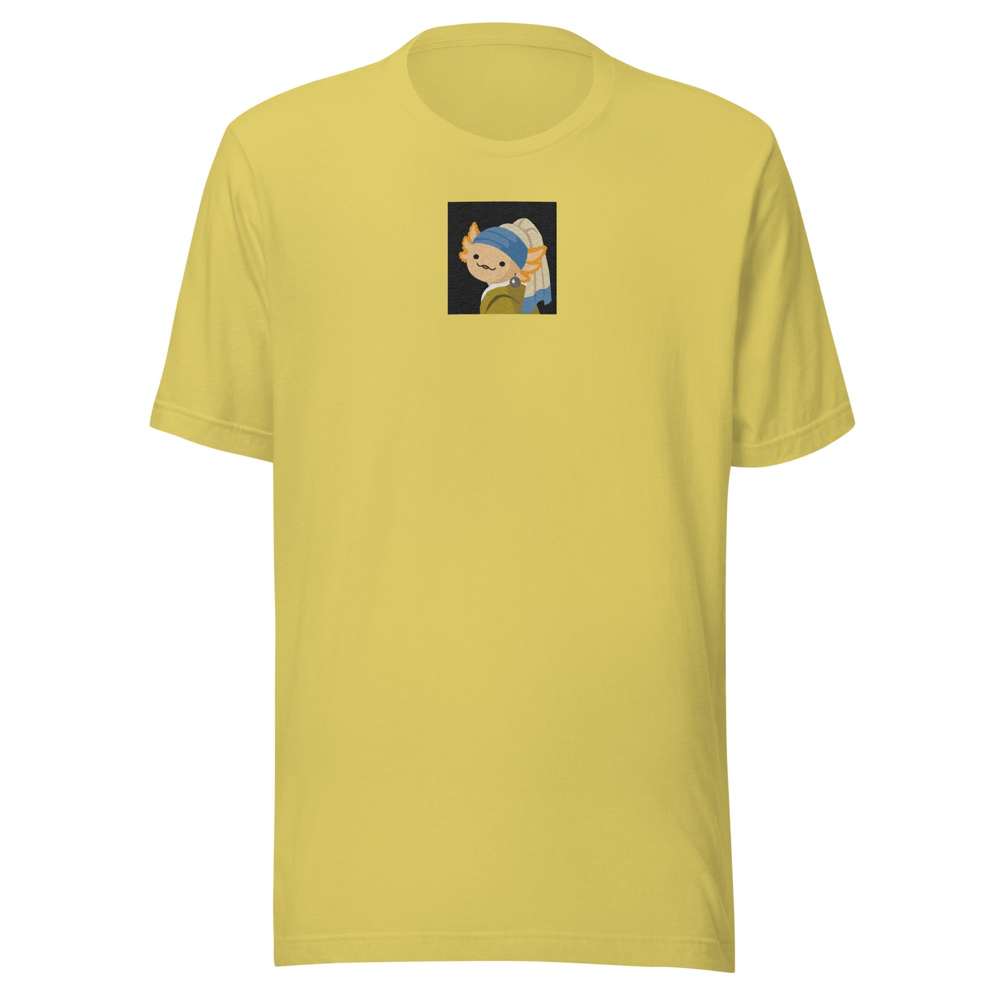 Girl with a Pearl Earring Except it's an Axolotl Embroidered Art Meme Unisex t-shirt XS - 5XL